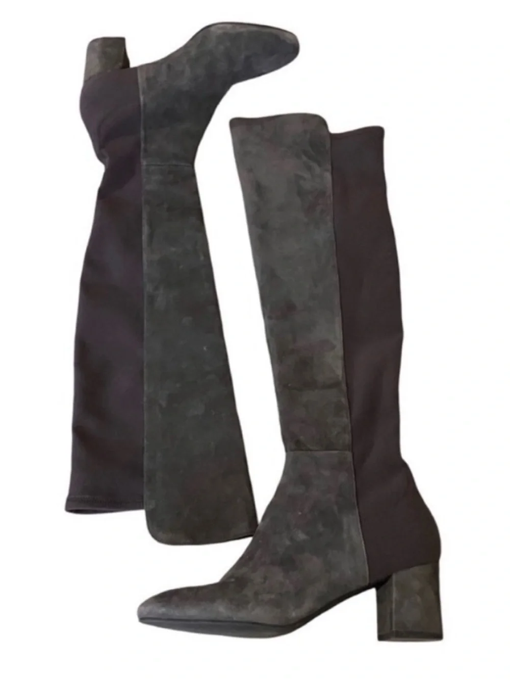 Stuart Weitzman Gillian 60 City Suede Over-The-Knee Boots Charcoal Gray Size 8.5